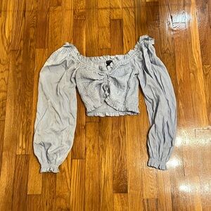 Baby blue crop top long sleeves
